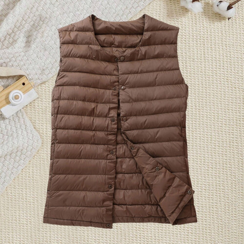 Women's down vest quilted sleeveless warm outerwear