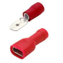 100 Stück isolierte Flachsteckverbinder (männlich & weiblich) für Schnellverbinder (rot)