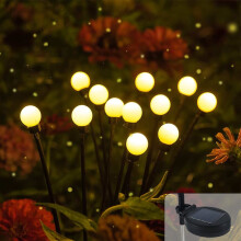 2er-Pack solarbetriebene Glühwürmchen-Lichterkette, 16 LEDs, wasserdicht, für Terrasse, Gehweg und Gartendekoration