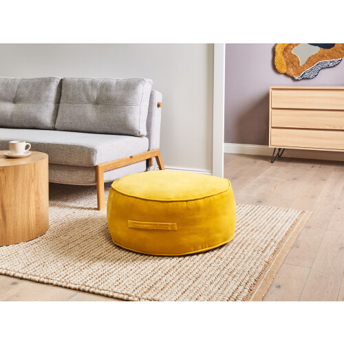 Beliani Pouffe YULLE Velvet Yellow 1