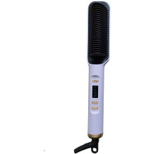 Purple Ceramic Hair Straightening Brush, Fast Heating, Anti-Scald, Compatible with All Hair Types (27 x 4.5 cm)