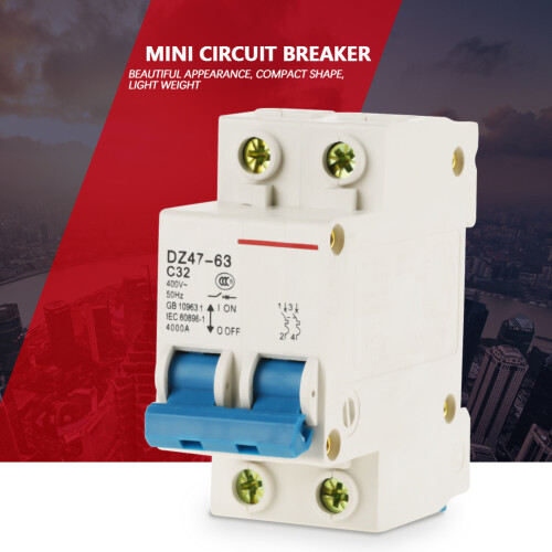 Μικροαυτόματος διακόπτης 2P DZ47-63AC400V32A Διπολικός διακόπτης ασφαλείας, προστασία 1