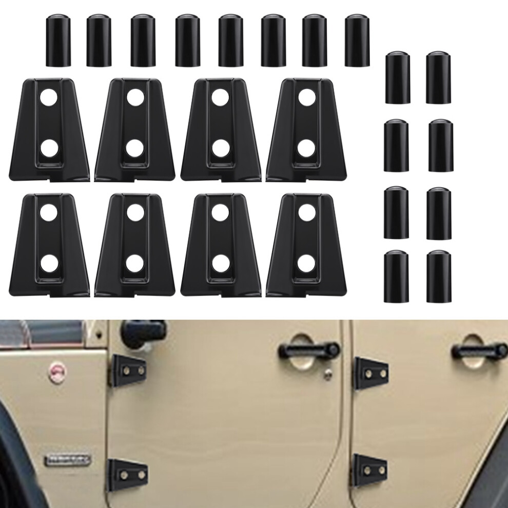 8Pcs Door Hinge Cover Trim For Jeep Wrangler Jk Unlimited 4-Door 2007-2018 Black 4111393278115