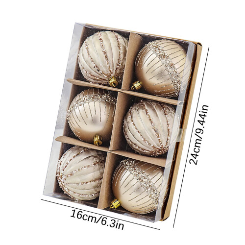 Shatterproof Christmas Tree Balls Beige 6 pcs 3.14 inch 1