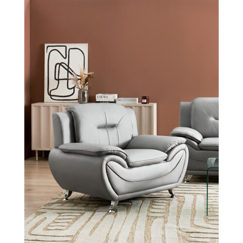 Beliani Armchair LEIRA Faux Leather Grey 1