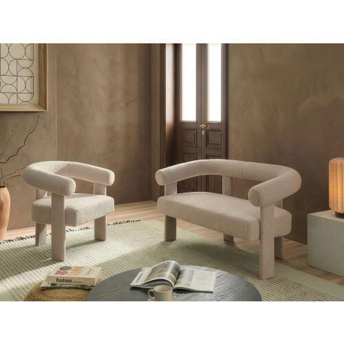 Beliani Living Room Set ILBRO Boucle Light Beige 1