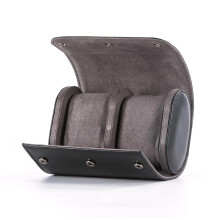 Luxury Leather Travel Watch Case Single Watch Box for Men and Women Portable Jewelry Watch Storage Roll Organizer (BLACK)