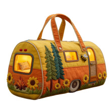 Bolsa de viagem hippie acolchoada estilo van – Bolsa grande boêmia para ioga, dança, festivais e viagens, bolsa artística em patchwork (45,7 x