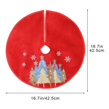 Christmas Tree Skirt, 15Inch Red Soft Fuzz Tree Skirts Fluffy with Christmas Tree Print, Christmas Tree Skirts for Indoor Holiday, Party Decor