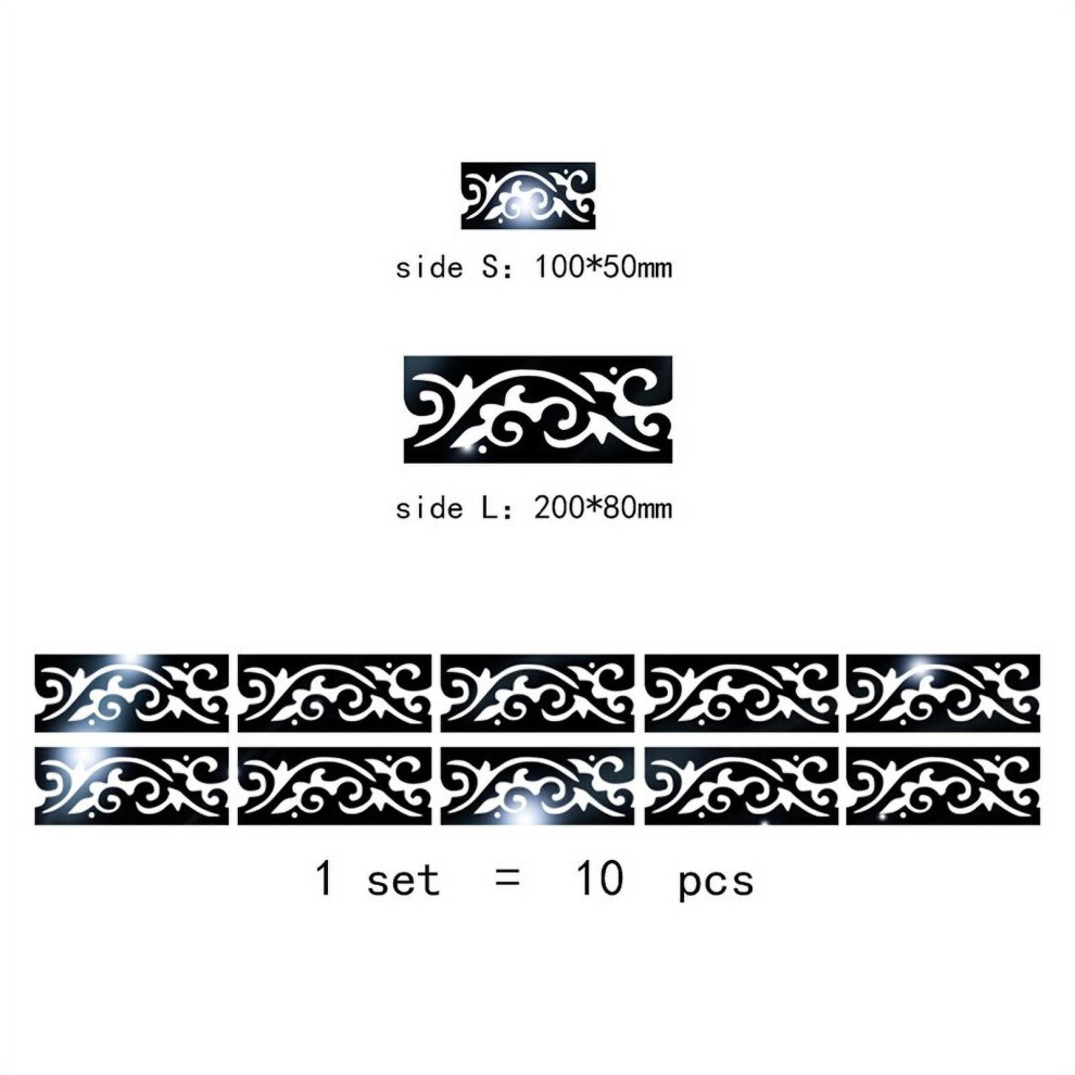 10Pcs 3D Mirror Art Kick Line Wall Sticker Acrylic Decal Home Room Decor,Silver S 9482726268161