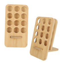 Wood Oil Stand Natural Bamboo Holds 12x10ml