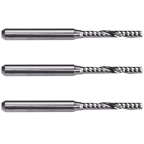 3X 2mm x 15mm Carbide Single Flute Spiral End Mill CNC Router Bit