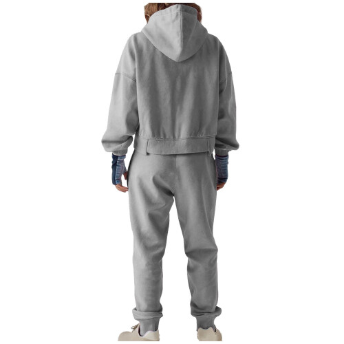 Γυναικείο σετ φόρμας από ιαπωνικό πετσί, Cozy2-Piece, με μακριά μανίκια και στρογγυλή 2