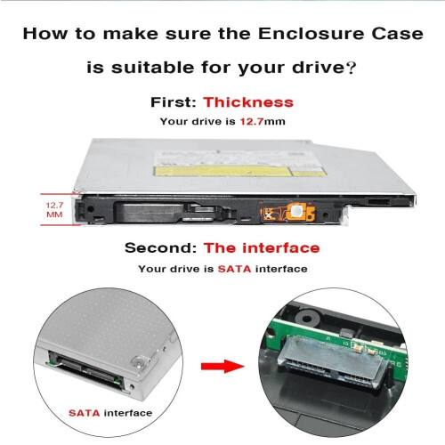 12.7mm USB 3.0 DVD Drive External Optical Drives Enclosure SATA to USB External Case 1