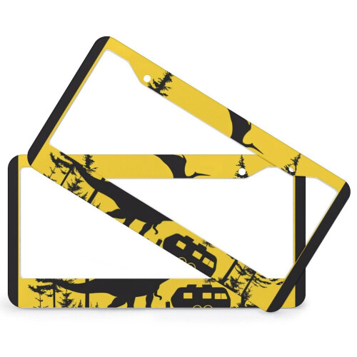 Dinosaur Trailer License Plate Frame Metal 2 Holes 1