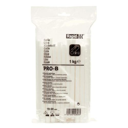 Rapid High Performance Professional Glue Sticks Rapid PRO-B - White - 1 Kg - Pack - RAPID-ISABERG - 40302803 2