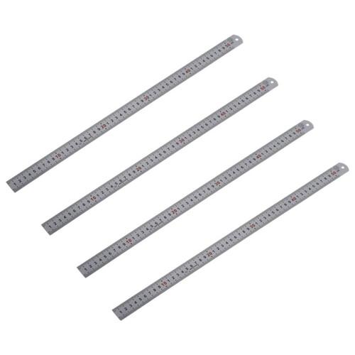 4X Doppelseitige Skala Edelstahl Gerade Lineal Messwerkzeug 50cm