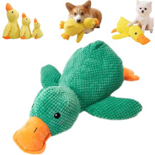 Quacker Beruhigendes Enten-Hundespielzeug, weiches Plüschtier mit Quietscher, geeignet für alle Rassen und Größen (Grün)