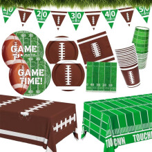 24-teiliges Football-Party-Dekorationsset: Teller, Servietten, Becher, Banner, Tischdecke – passend zu NFL-Themen