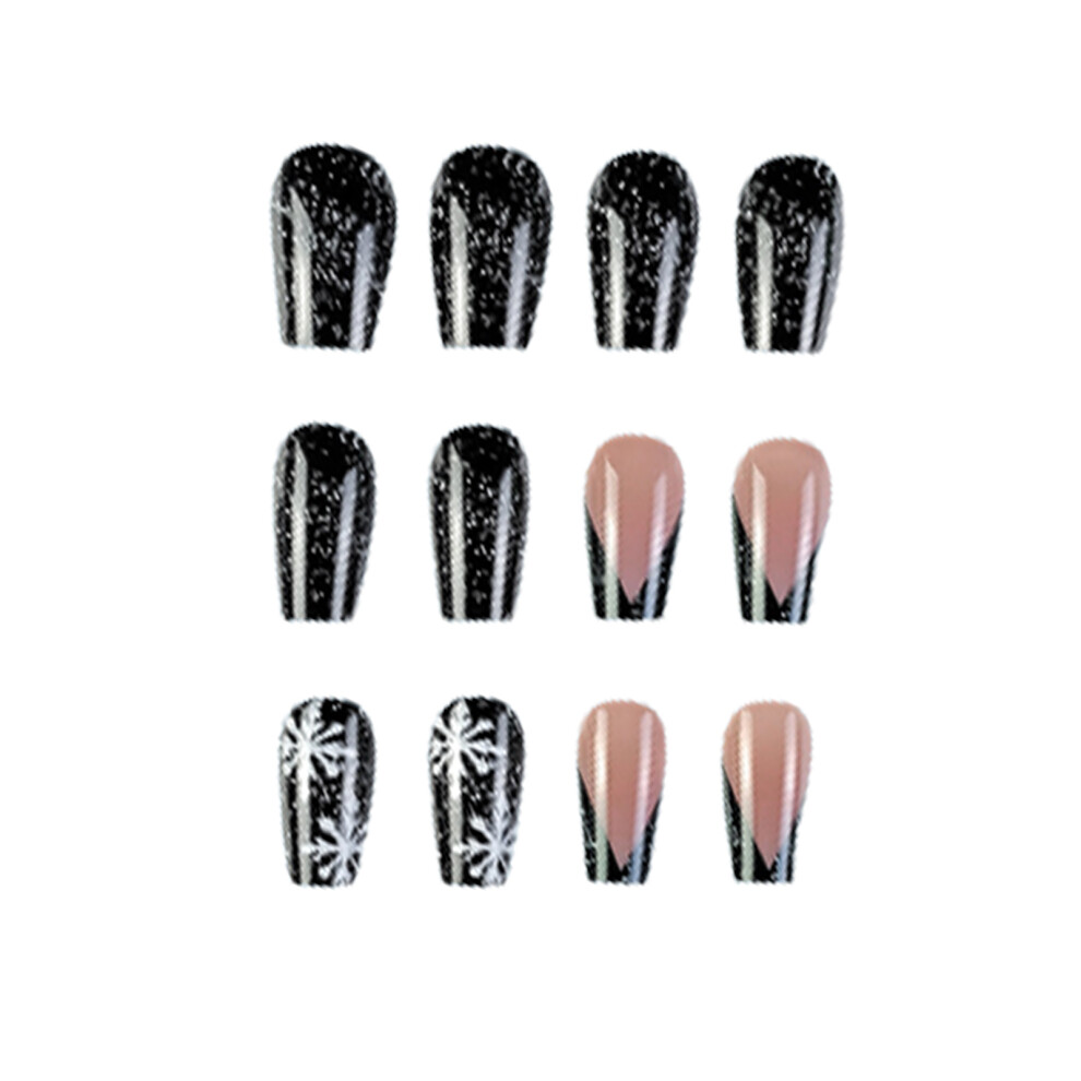 Dachuang Beauty Black Snowflake Press-On Nails - & Nude, Safe & Smooth