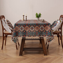 Chemin de table bohème en macramé, toile de jute ivoire, coton et lin