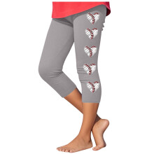Girls Baseball Print Yoga Pants Casual Sport Capri Fashion Athletic Comfort