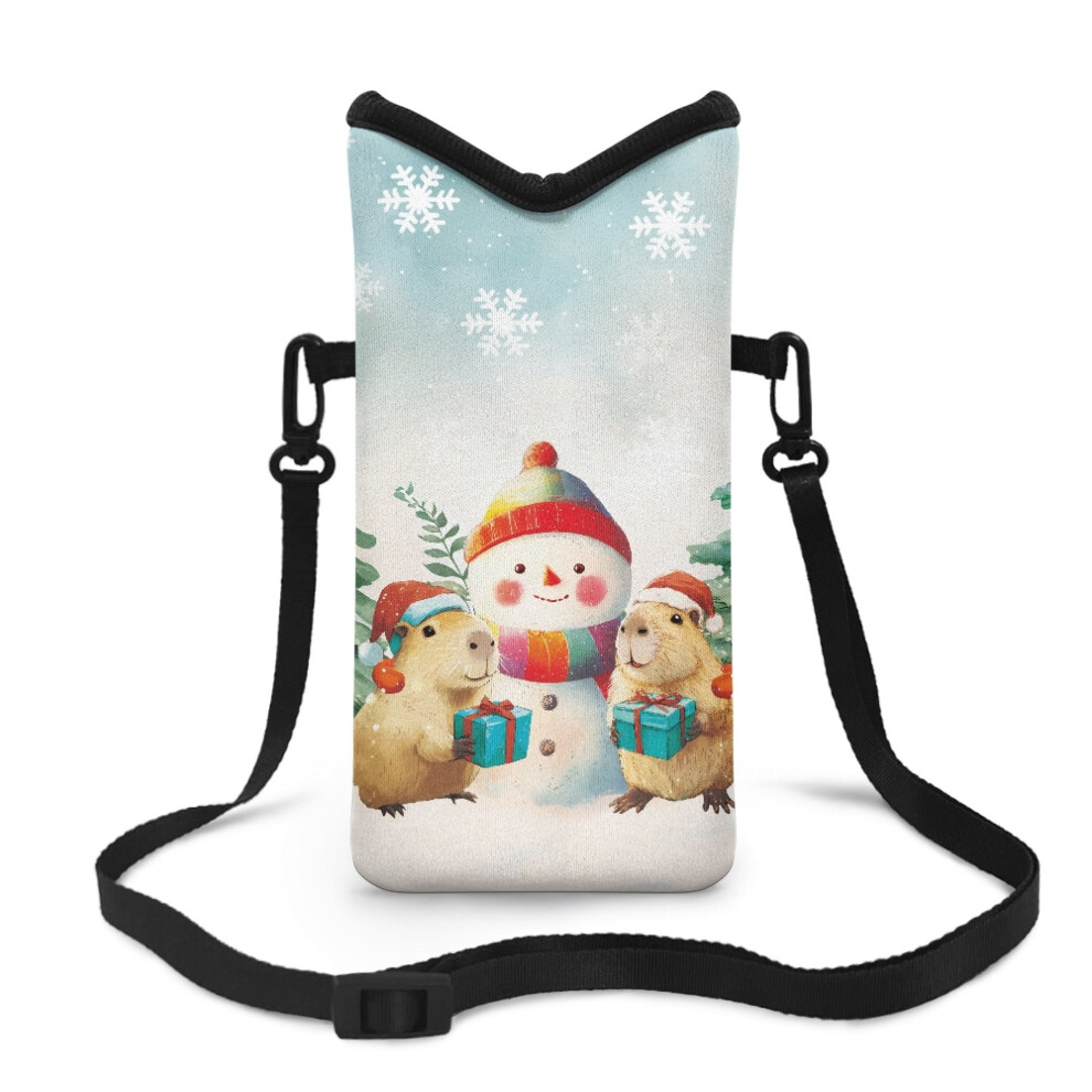 Snowman Guinea Pig Print Neoprene Phone Bag Â 4X8", Shockproof, Crossbody Strap, Hook & Loop, Compatible With Iphone/Android 9482726273332