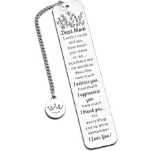 Mothers Day Gifts for Mom – Appreciation Bookmark from Daughter/Son, Birthday, Retirement & Easter Basket Stuffer – Compatible with All Occasions