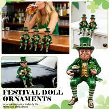 Decoración para el Día de San Patricio: Figura de resina de duende con olla de oro – Decoración para mesa, estante, repisa y escritorio