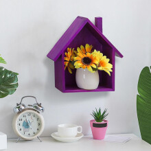 House-shaped wooden shadow box shelf 9.29x7.32x2.99in