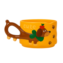 Niedlicher Dackel-Keramikbecher, 380 ml, Becher mit Cartoon-Hundeschwanzgriff, hitzebeständiger Kaffee- und Milchbecher für Kinder und Erwachsene