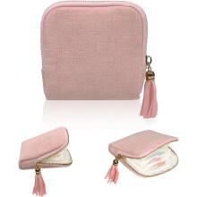Travel Jewelry Case with Zipper and Purple Tassel, Portable