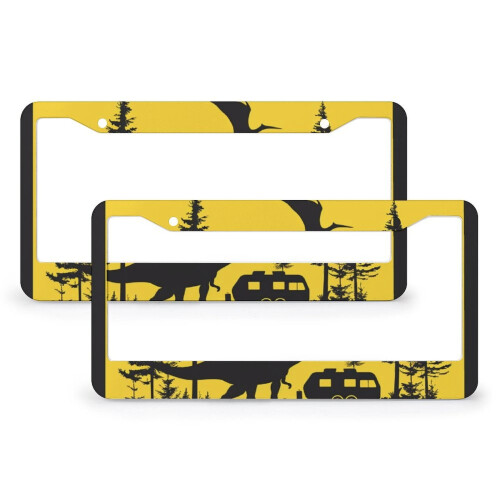 Dinosaur Trailer License Plate Frame Metal 2 Holes