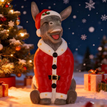 Christmas Donkey Santa Figurines 8Inch Christmas Decorations Resin Holiday/Table Ornament Versatile Courtyard and Indoor Xmas Decor