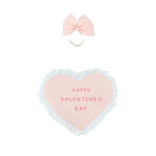 Valentijnsdag veranda gans outfit – Roze hartvormige kanten afwerking, geschikt voor een 43 cm (17 inch) cementen/plastic beeld, decoratie voor