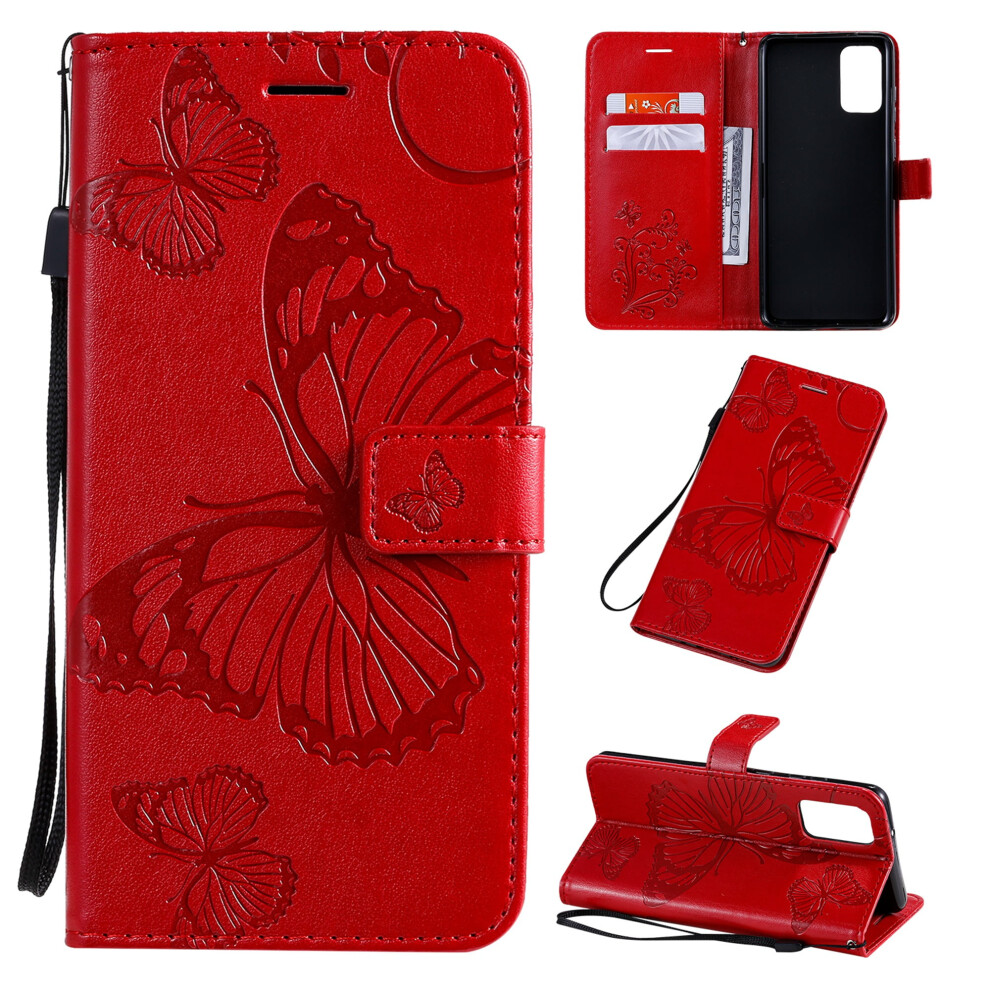 Butterfly Pu Leather Magnetic Folio Case For Samsung Galaxy S20 Fe 5G (6.5"), With Card Holder, Wrist Strap & Stand Â Compatible With Galaxy S20 Red 9358459381395