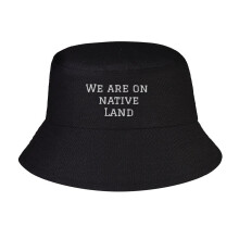 We Are on Native Land Print Summer Bucket Hat for Women Men,Made In USA,Sun Hat For Golf Travel Beach Fishing Hat