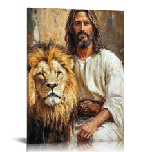 Jesus Christ Lion of Judah Wall Art Print – Christian Canvas Painting for Living Room & Bedroom Decor