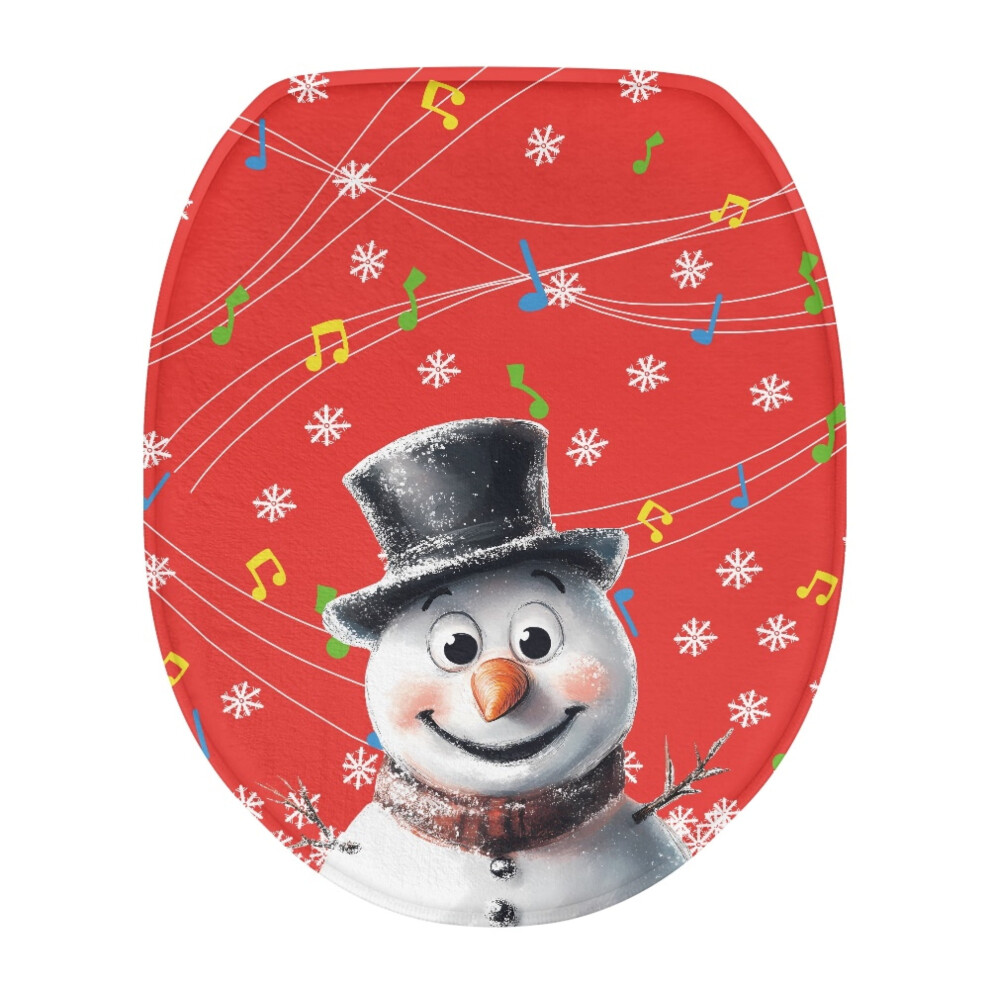 Christmas Snowman Toilet Lid Dust Cover With Snowflakes, Soft Round Seat Cover Compatible With Most Toilets 9482726275305