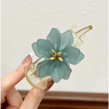 (Green flowers on white background) Strong Hold Sunflower Hair Clips for All Hair Types