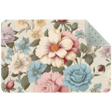 Vintage Floral Seamless Small Area Rug, Non-Slip Washable Indoor Mat for Kitchen, Bedroom, Living Room & Entrance – Compatible with All Floors