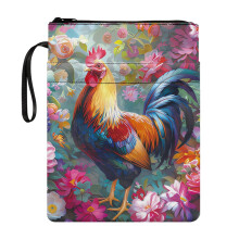 1pcs Vintage Book Protector with Lightweight Handle Polyester Book Storage Bag for Friend Office Books Lovers 8.66 x 11.42 Rooster