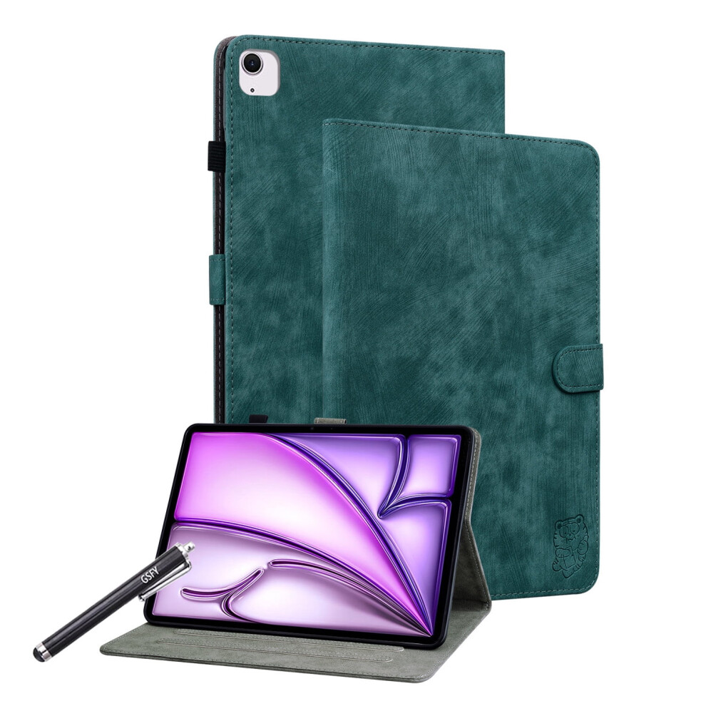 Premium Pu Leather Folio Case Compatible With Ipad Air 11" M3 (2025)/M2 (2024) & 10.9" 5Th/4Th Gen (2022/2020), Dark Multiple Angles Green 9464372672189