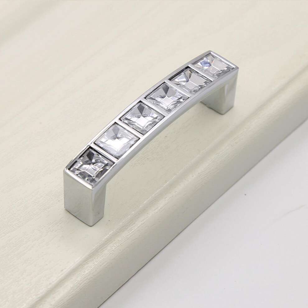 (7012 Bright Chrome-64) Crystal Drawer Handles For Dresser & Vanity 6253032944093