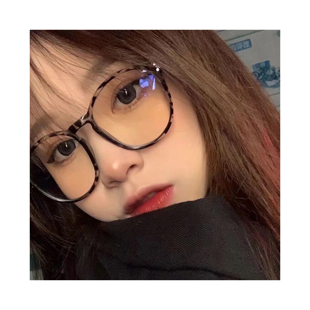 Dachuang Beauty Blue/Light (Leopard, 250) Korean Leopard Glasses - Anti- Stylish Round Frames