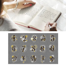 30 pezzi di adesivi a tema oro in PET per scrapbooking, fai da te, decorazioni artigianali