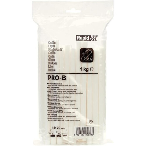Rapid High Performance Professional Glue Sticks Rapid PRO-B - White - 1 Kg - Pack - RAPID-ISABERG - 40302803