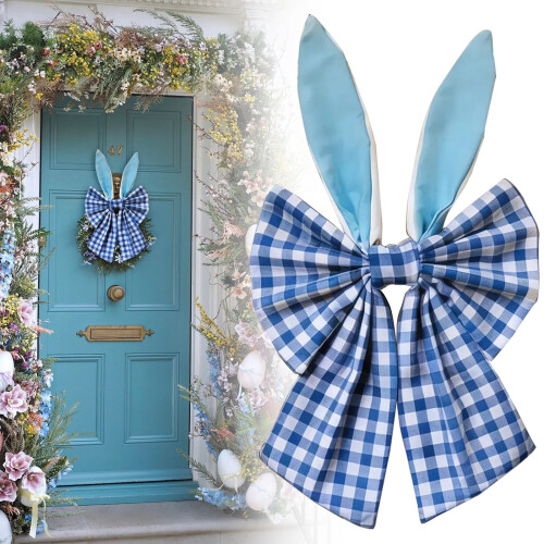 Easter Bow Black White Plaid Burlap 1 Pack