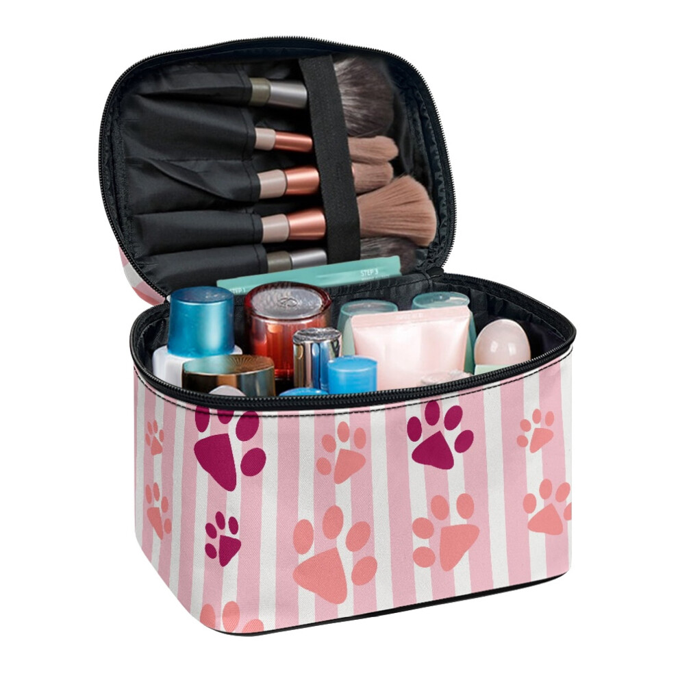 Travel Makeup Bag Polyester Travel Cosmetic Case Organizer Desktop Neatness Striped Claw Print Pattern for Men and Women
