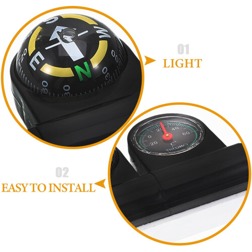 Car Auto Compass and Thermometer Plastic 1Pack 1